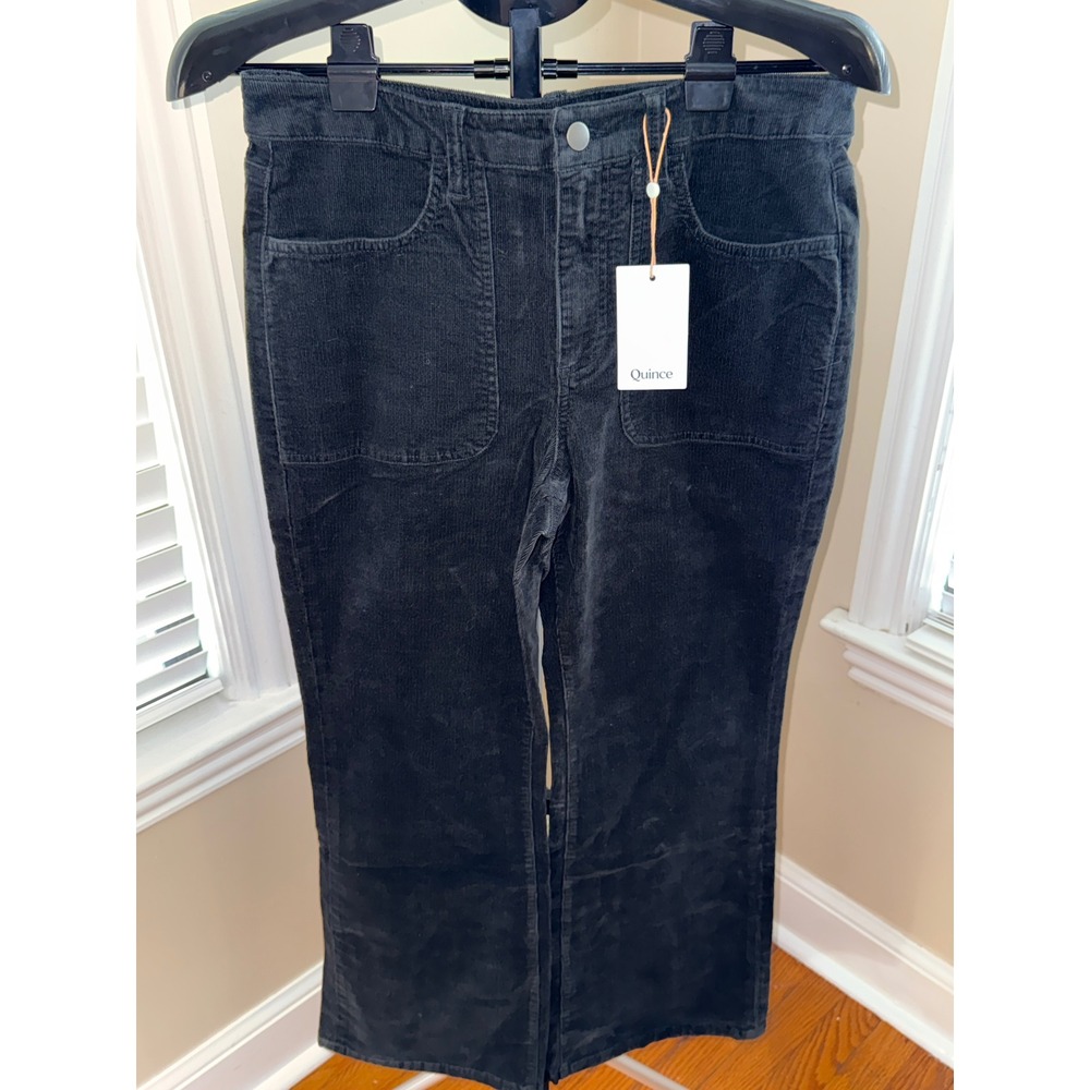 Quince Organic Stretch Corduroy Flare Pants Black Size 8 LB46658-CFL01-39480